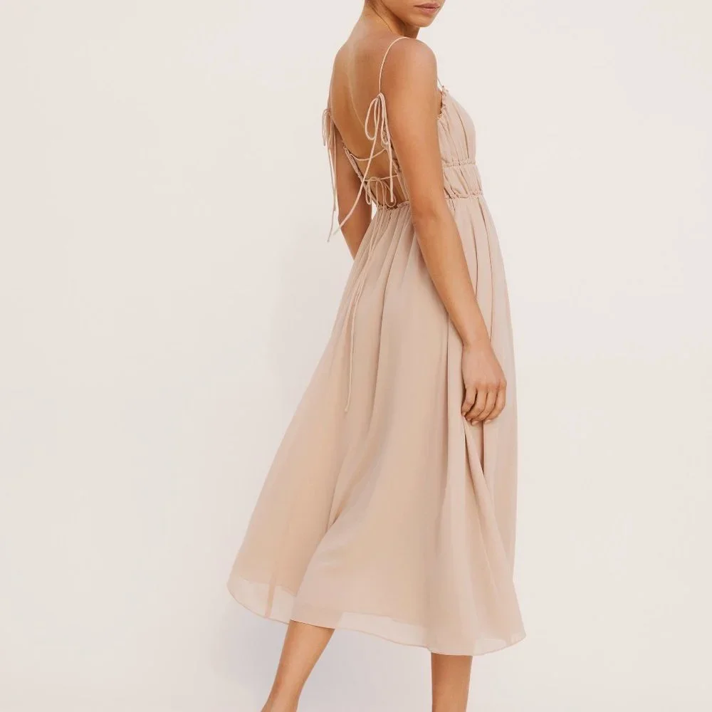 Reformation Pique Midi Dress Sz2 Paloma Blush Pink Nude Balletcore Spring - Picture 6 of 7